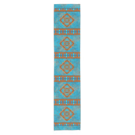 南西マウンテンピークターコイズ幾何学 ショートテーブルランナー