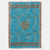 南西マウンテンピークターコイズ幾何学 スローブランケット (正面縦)