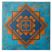 南西マウンテンピークターコイズ幾何学 タイル (正面)