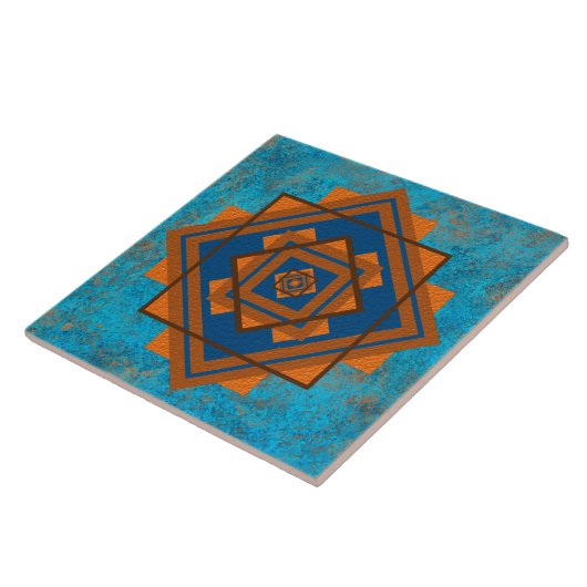 南西マウンテンピークターコイズ幾何学 タイル (側面)