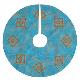 南西マウンテンピークターコイズ幾何学 ブラッシュドポリエステルツリースカート