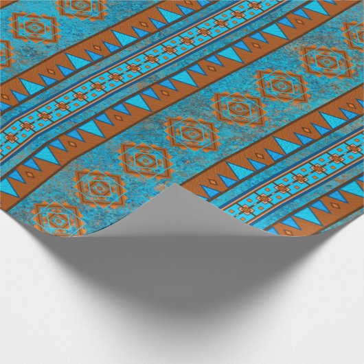 南西マウンテンピークターコイズ幾何学 ラッピングペーパー (角)