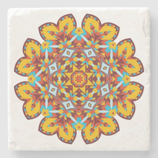 南西マンダラデザイン(色アステカ) ストーンコースター (正面)