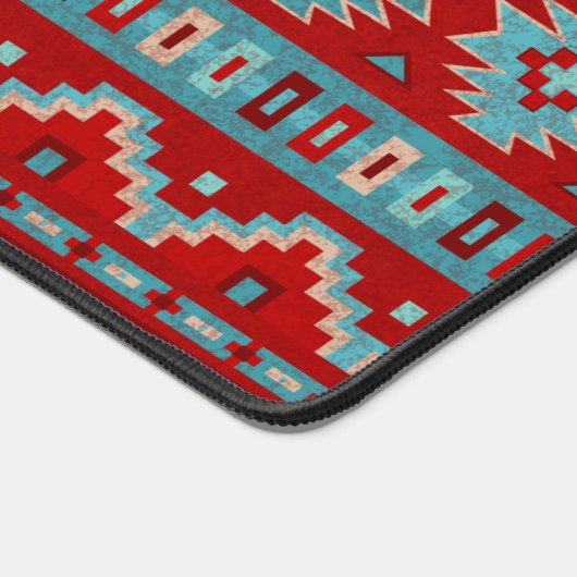 南西メサスターコイズと赤の幾何学的プリント デスクマット (コーナー)