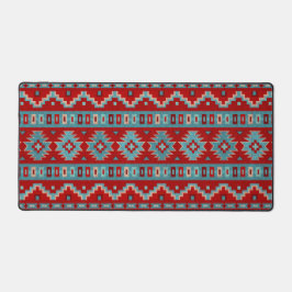 南西メサスターコイズと赤の幾何学的プリント デスクマット