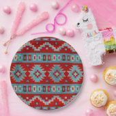 南西メサスターコイズ&レッドジオメトリック ペーパープレート (パーティー)