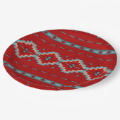 南西メサスレッドとターコイズ幾何学的デザイン ペーパープレート (アングル)