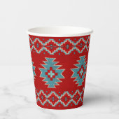 南西メサスレッドとターコイズ幾何学的デザイン 紙コップ (裏面)