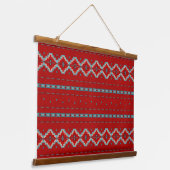 南西メサスレッド&ターコイズ幾何学模様 吊り下げ型タペストリー (傾斜あり)