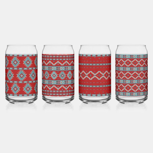 南西メサターコイズ幾何集合 ガラス缶 (右)