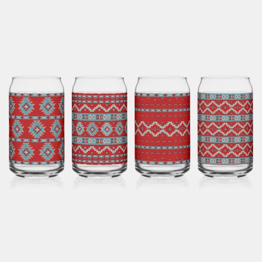 南西メサターコイズ幾何集合 ガラス缶 (正面)