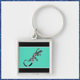 南西モダンゲッコシーグリーンアンドブラック キーホルダー