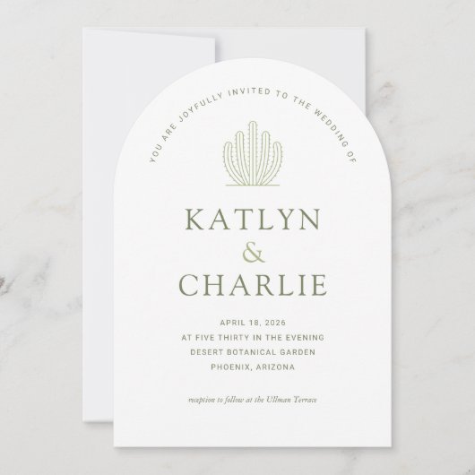 南西モダンサボテン結婚式招待状 招待状 (正面)