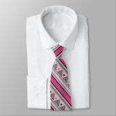 南西モダン幾何学模様、ピンクとグレー ネクタイ (タイ)