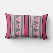 南西モダン幾何学模様、ピンクとグレー ランバークッション (裏面)