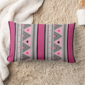 南西モダン幾何学模様、ピンクとグレー ランバークッション (ブランケット)