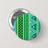 南西モダン幾何学模様、緑、水色 缶バッジ (正面&裏面)