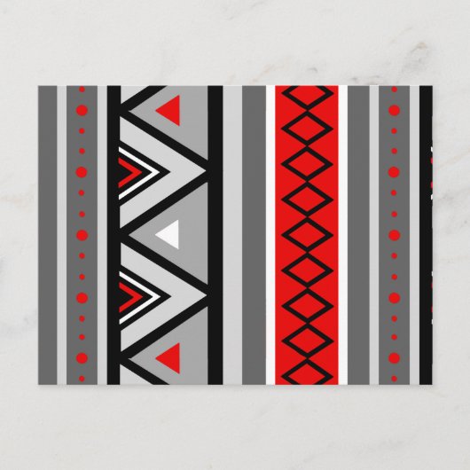 南西モダン幾何学模様、赤と灰色/灰色 ポストカード (正面)