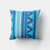 南西モダン幾何学模様、青、ターコイズ クッション (裏面)