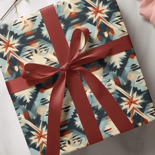 南西モダン青Adobeパターン ラッピングペーパー