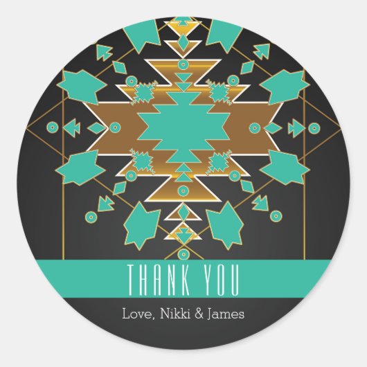 南西ランチターコイズブラック金ゴールドシール ラウンドシール (正面)