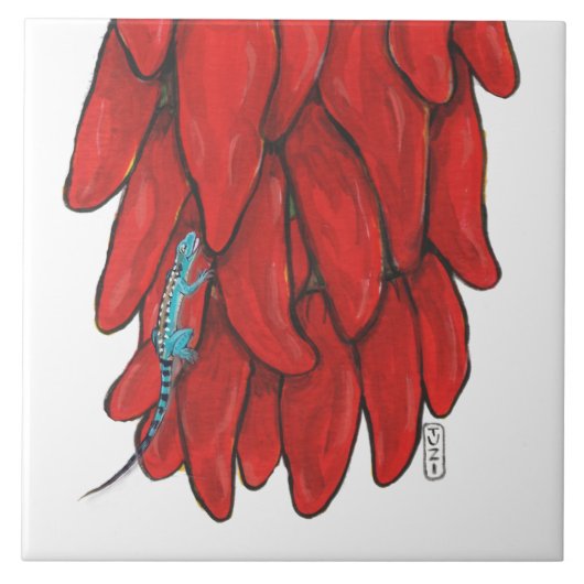 南西リザード&レッドチリペッパーRistra Mural タイル (正面)