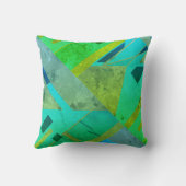 南西ルックティール（緑がかった色）ブルーグリーングレー金ゴールド三角形 クッション (裏面)