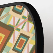 南西レトロアポップ・アートのートダイヤモンドパターン（の模様が）ある ピックルボールラケット (左詳細)