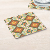 南西レトロポップ・アートのアートダイアモンズパターン スクエアペーパーコースター (アングル)