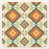 南西レトロポップ・アートのアートダイアモンズパターン スクエアペーパーコースター (正面)
