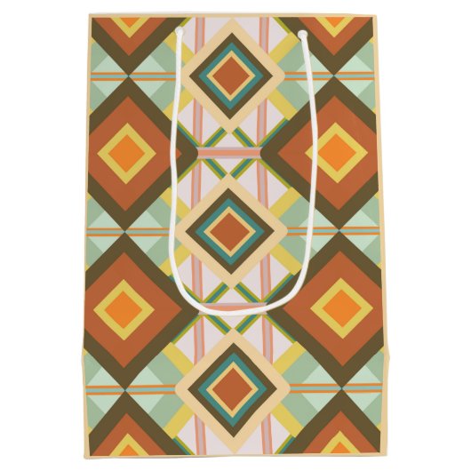 南西レトロポップ・アートのアートダイアモンズパターン ミディアムペーパーバッグ (裏面)