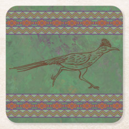 南西ロードランナーサギーブラシ緑 スクエアペーパーコースター