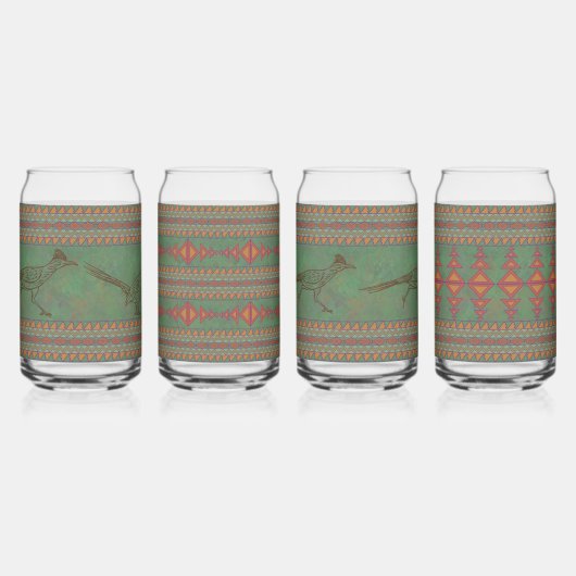 南西ロードランナージオメトリックグリーン組み合わせセット ガラス缶 (右)