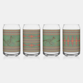 南西ロードランナージオメトリックグリーン組み合わせセット ガラス缶