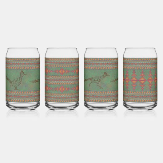 南西ロードランナージオメトリックグリーン組み合わせセット ガラス缶 (正面)