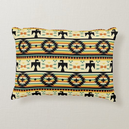 南西先住民アメリカの鳥模様 アクセントクッション (裏面)