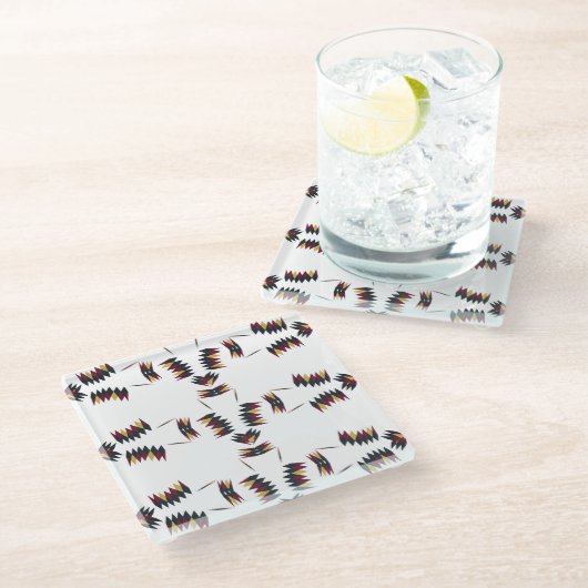 南西先住民アートパターン ガラスコースター (アングル)