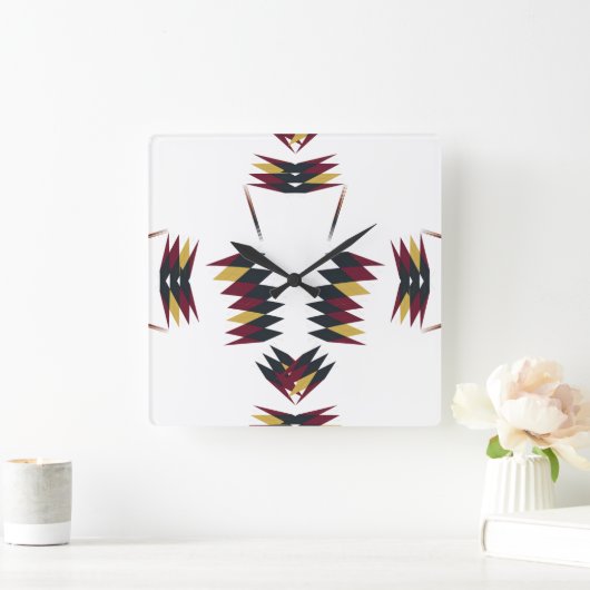 南西先住民模様 スクエア壁時計 (ホーム)