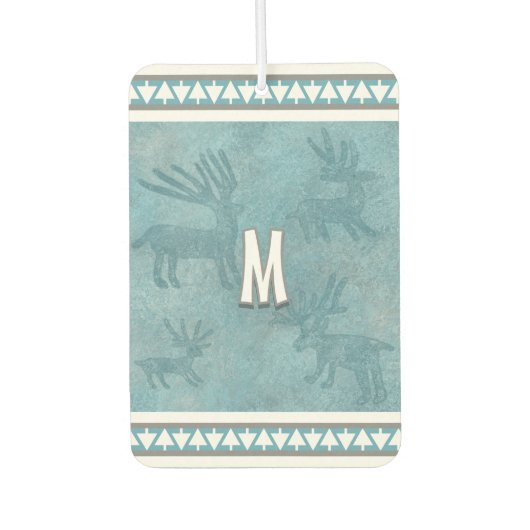 南西冬の鹿と松パーソナライズされたの木 カーエアーフレッシュナー (正面)