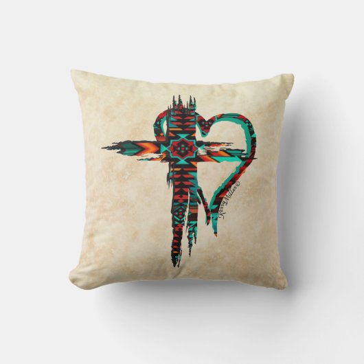 南西十字架とハート クッション (正面)