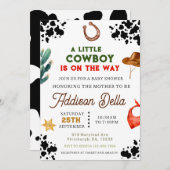 南西女性のカーボーイベビーシャワー 招待状 (正面/裏面)