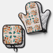 南西抽象芸術アーストーンパターンアート 鍋つかみ&鍋敷きセット (正面/裏面)