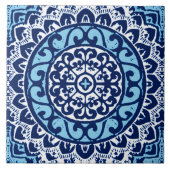 南西日曜日の曼荼羅のろうけつ染め、濃紺及び白 タイル (正面)