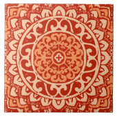 南西日曜日の曼荼羅のろうけつ染め、珊瑚のオレンジ タイル (正面)
