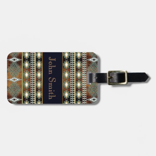 南西民族のnavaioの種族パターン ラゲッジタグ (正面横)