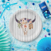 南西牛スカルの種族の印および花 ペーパープレート (パーティー)