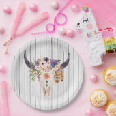 南西牛スカルの種族の印および花 ペーパープレート (パーティー)