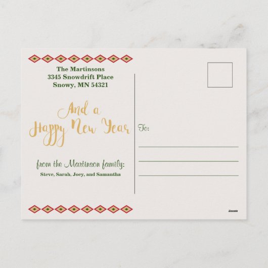 南西素朴クリスマスカスタムホリデーフォト シーズンポストカード (裏面)