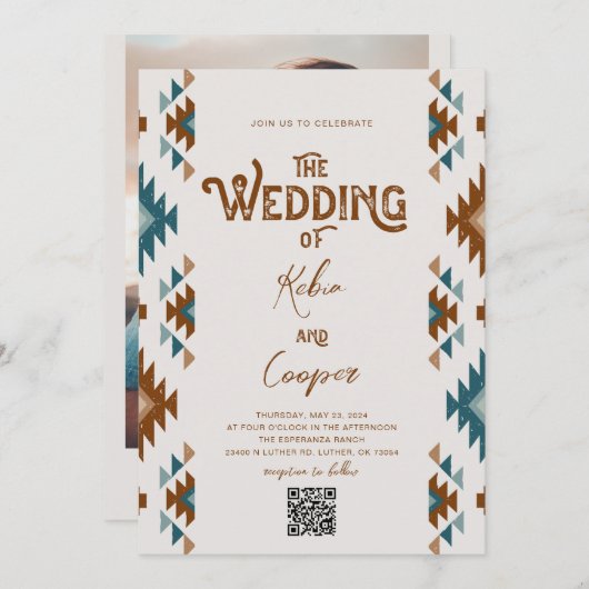 南西結婚式招待状とQRコード 招待状 (正面/裏面)