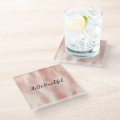 南西赤面ピンク女性のカーボーイ牛革 ガラスコースター (アングル)